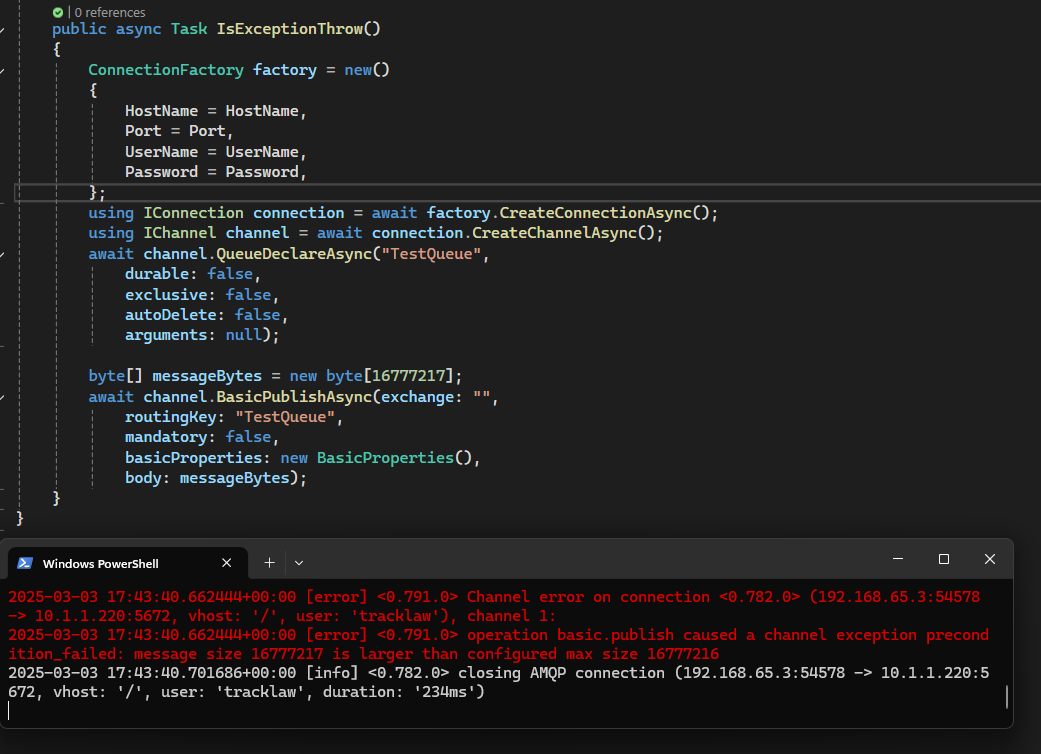 RabbitMQ exceptions are not caught using default settings